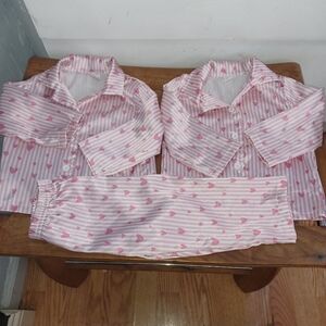 Pink Heart Infant Girls Pajamas Set 9 To 12 Months